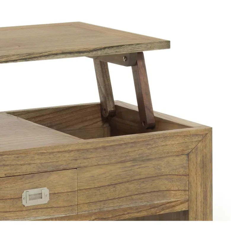 Table basse 2 tiroirs bronze bois marron
