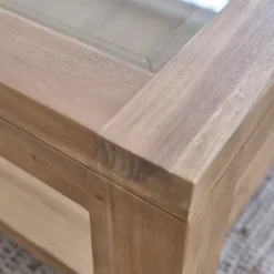 Table basse vitrée en bois de teck