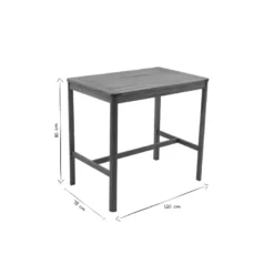 Table de bar de jardin rectangulaire en bois massif l120 cm akis