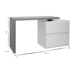 Table de bar modulable avec rangement blanc mat et bois clair l140-165 cm max