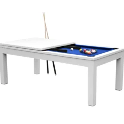 Table de billard convertible blanche tapis bleu - eddie