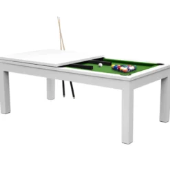 Table de billard convertible blanche tapis vert - eddie