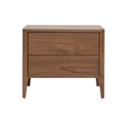 Table de chevet avec rangements 2 tiroirs bois foncé noyer benja