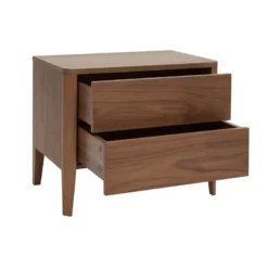 Table de chevet avec rangements 2 tiroirs bois foncé noyer benja