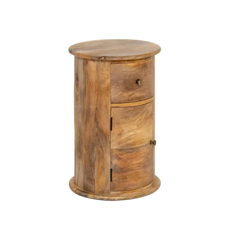 Table de chevet ronde en bois avec porte