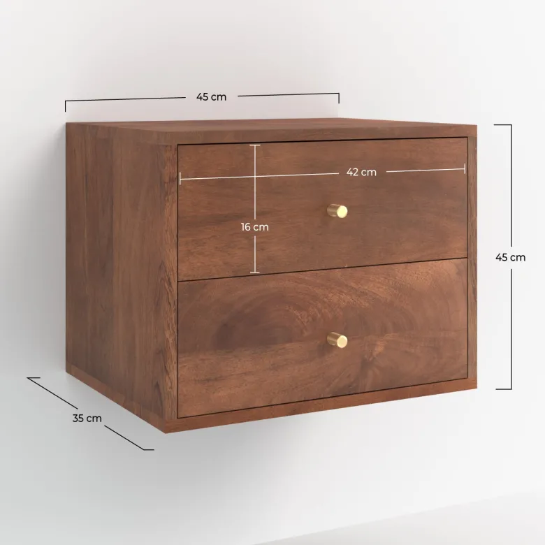 Table de chevet suspendue en bois de manguier - oréa