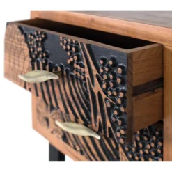 Table de chevet 2 tiroirs bois marron -