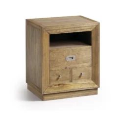 Table de chevet 3 tiroirs bronze bois