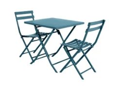 Table de jardin carrée greensboro 70 x 70 cm bleu canard - hespéride