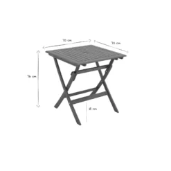 Table de jardin carrée pliante en bois massif l70 cm fuego