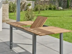 Table de jardin 8 places alu et acacia - gris anthracite