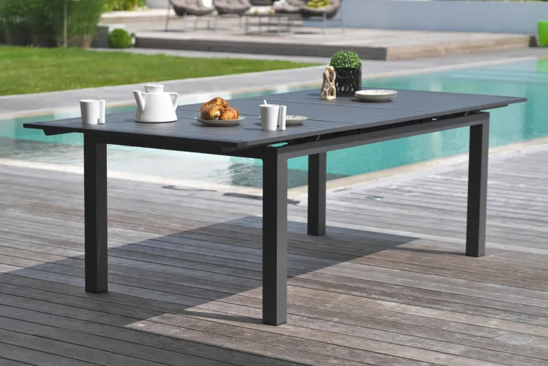 Table de jardin 10 places en aluminium - gris anthracite