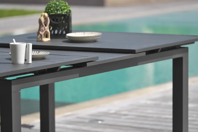 Table de jardin 10 places en aluminium - gris anthracite