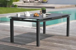 Table de jardin 10 places en aluminium - gris anthracite