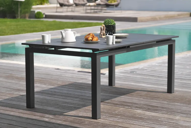 Table de jardin 10 places en aluminium - gris anthracite