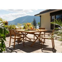 Table de jardin pliante carrée en bois massif l140 cm santiago