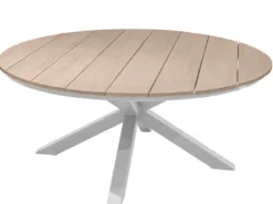 Table de jardin ronde alu acacia oriengo blanc - 8 places - hespéride