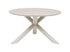 Table de jardin ronde alu&nbsp;verre oryon 6 places argile - hespéride