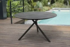 Table de jardin ronde en aluminium - gris anthracite