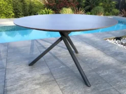 Table de jardin ronde en aluminium - gris anthracite
