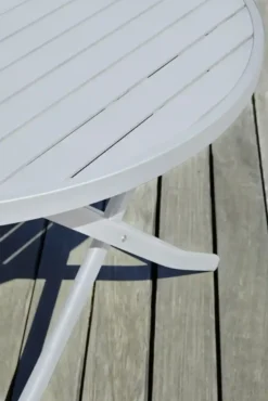 Table de jardin ronde pliante en aluminium - gris clair