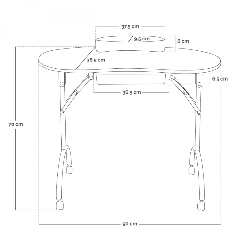 Table de manucure pliante avec tiroir