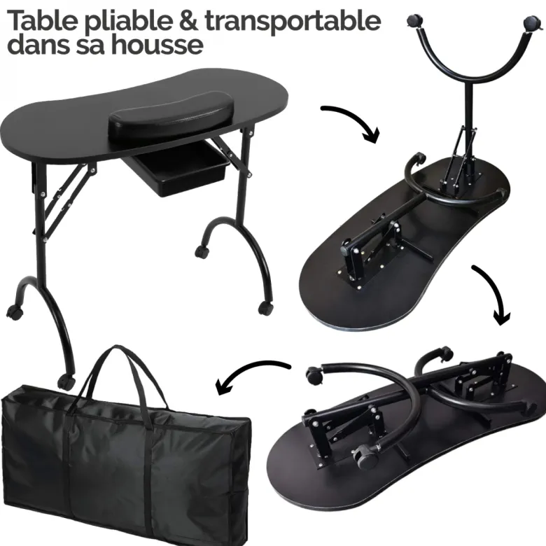 Table de manucure pliante avec tiroir