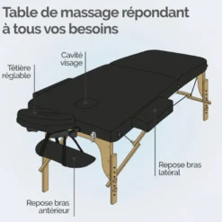 Table de massage 2z Bois noir