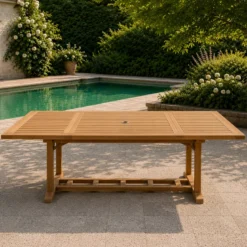 Table en teck rectangulaire extensible 170 cm