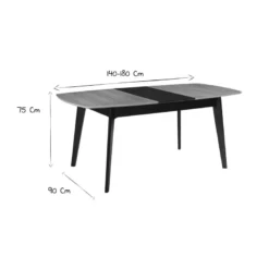 Table extensible rectangulaire blanc et bois l140-180 cm meena