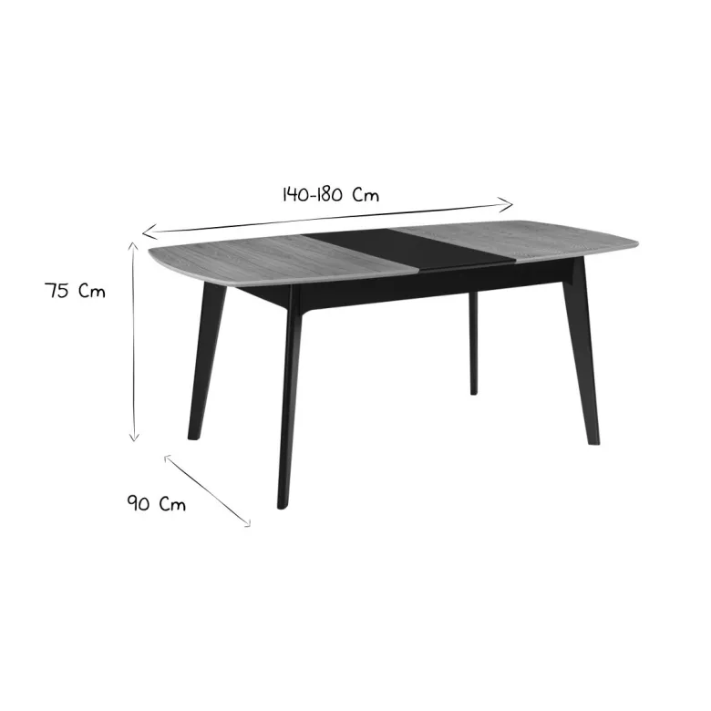 Table extensible rectangulaire blanc et bois l140-180 cm meena