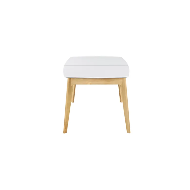 Table extensible rectangulaire blanc et bois l140-180 cm meena