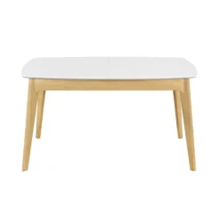 Table extensible rectangulaire blanc et bois l140-180 cm meena