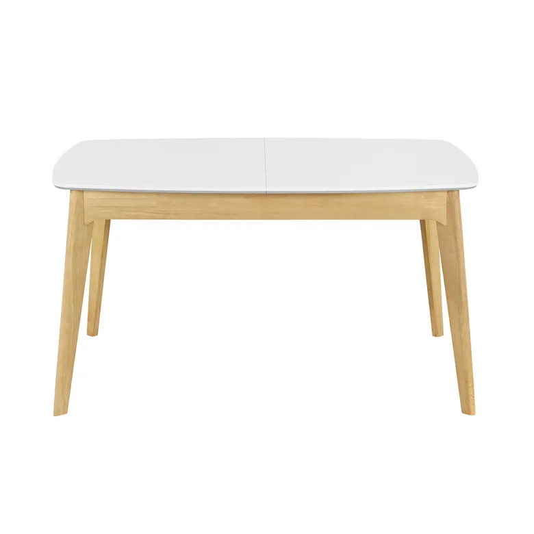 Table extensible rectangulaire blanc et bois l140-180 cm meena