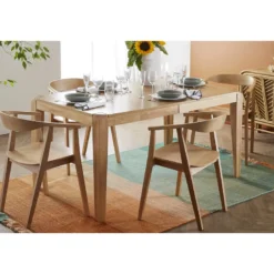 Table extensible rectangulaire en bois clair l150-180 cm bolly