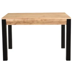 Table extensible rectangulaire en bois massif et métal noir l120-210 cm trap
