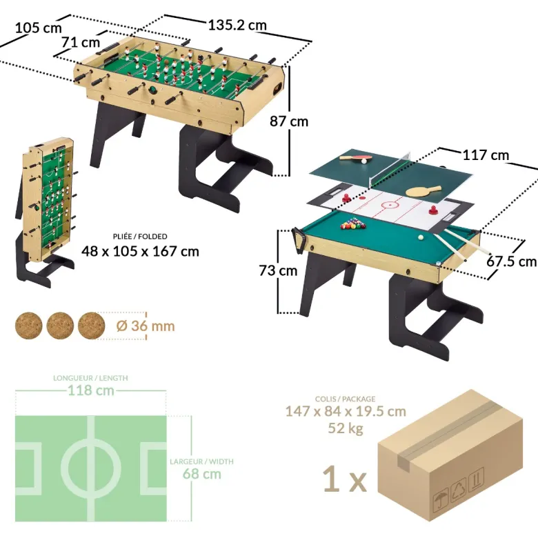 Table jeux pliable 4 en 1