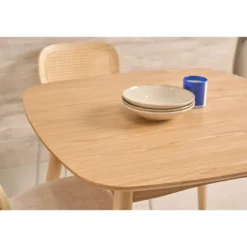 Table à manger carrée frêne naturel l90 cm baltik