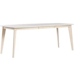 Table à manger extensible blanc et bois clair l150-200 cm leena