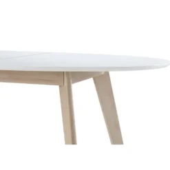 Table à manger extensible ovale blanche et bois clair l150-200 cm leena