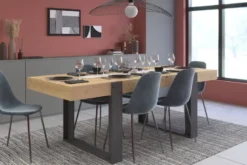 Table à manger rectangulaire décor bois et noir 6 personnes pippa