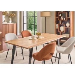 Table à manger rectangulaire en bois massif et métal noir l175 cm kora