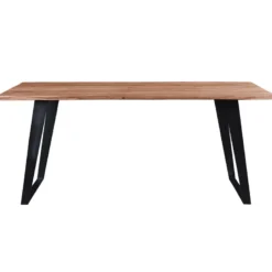Table à manger rectangulaire en bois massif et métal noir l175 cm kora