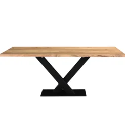 Table à manger rectangulaire en bois massif et métal noir l200 cm valley