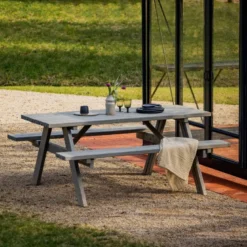 Table pique-nique bois pliante – gris
