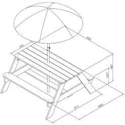 Table pique-nique nick avec parasol arc