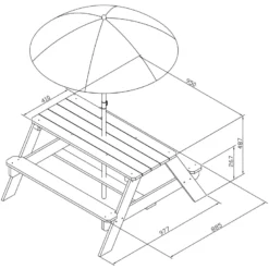 Table pique-nique nick en bois avec par