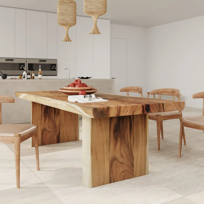 Table rectangulaire 10 personnes en bois de suar 240 cm - tanah