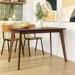 Table rectangulaire 4 personnes en bois foncé 120 cm - oman