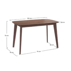 Table rectangulaire 4 personnes en bois foncé 120 cm - oman